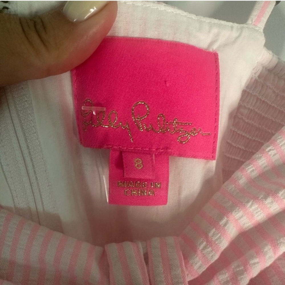 Lilly Pulitzer Pink and White Striped Midi Dress - Picture 5 of 6